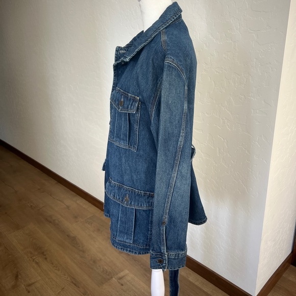 RALPH LAUREN Belted Denim Field Jean Jacket Pockets Collared Marina Wash - Picture 5 of 14